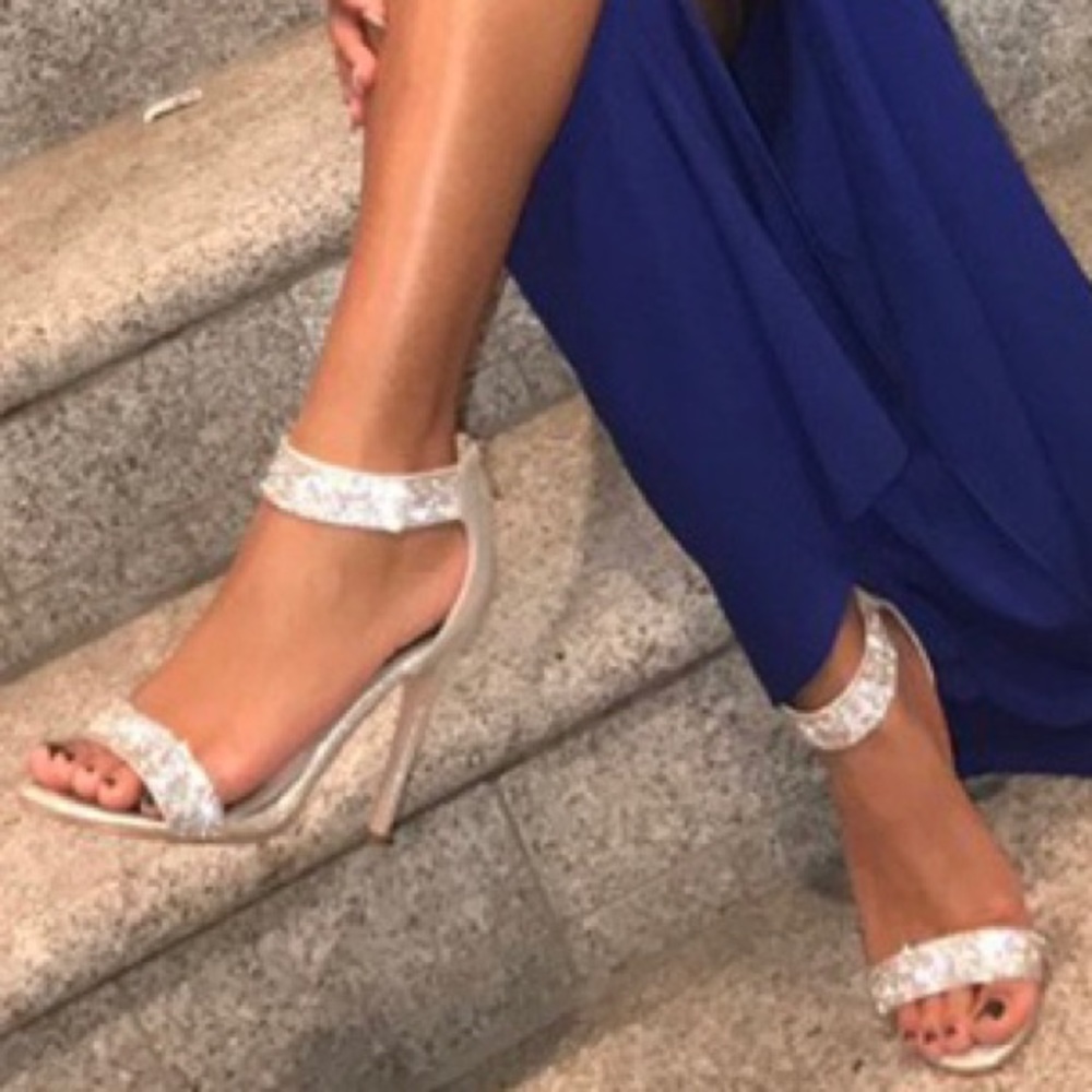 Sparkly silver heels